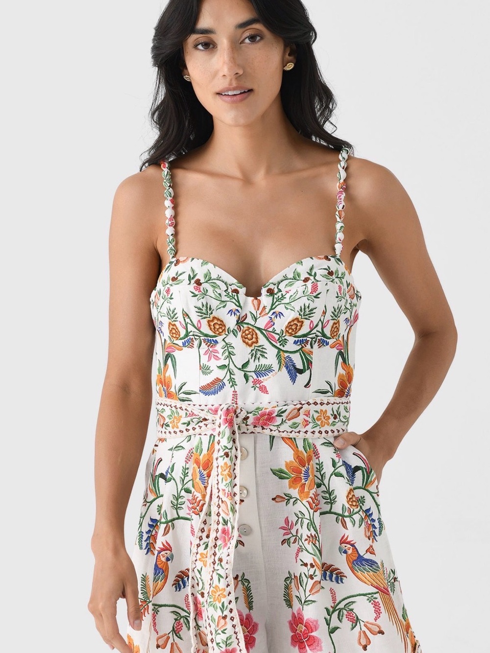 FARM Rio White Floral Embroidered Mini Romper - Picture 2 of 5